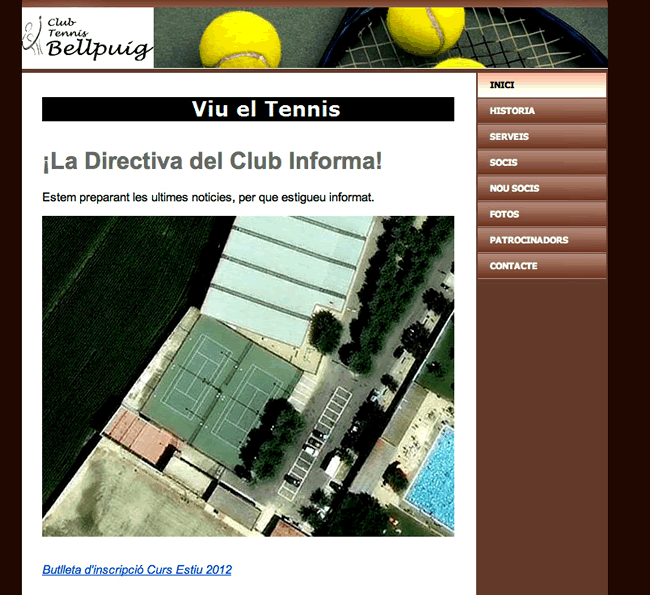 El Club Tennis Bellpuig ja té en marxa la seva web