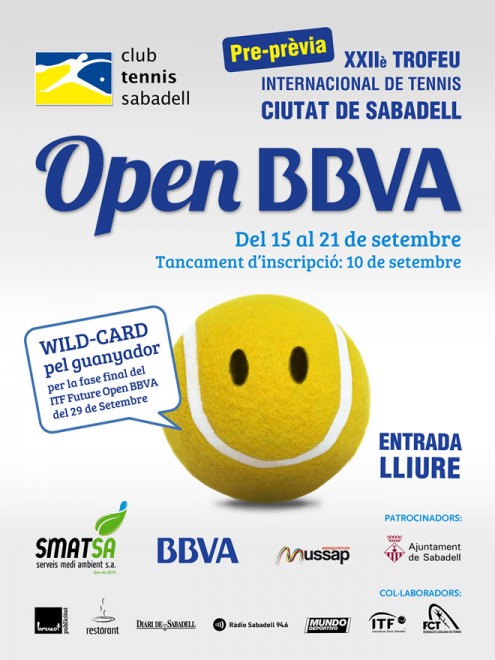 El CT Sabadell celebrarà la 1a preprèvia del XXIIè Trofeu Internacional Ciutat de Sabadell Open BBVA del 15 al 21 de setembre.