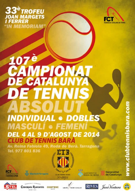 Del 4 -10 d’agost | CT Barà | Campionat de Catalunya Absolut Individual 2014 – Trofeu Joan Margets i Ferrer “in memoriam”